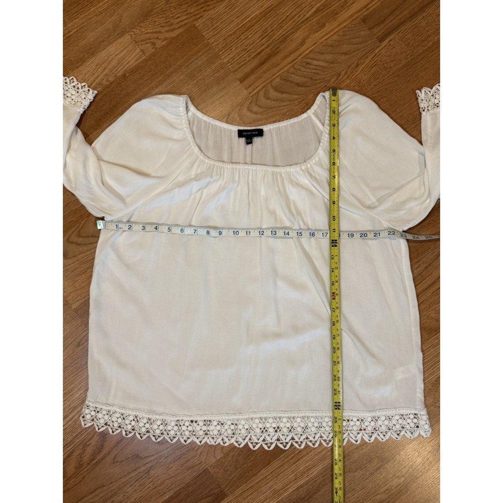 Spense Boho Festival Off-the-Shoulder White Blouse Top Crochet Trim Sz LG - Picture 7 of 7